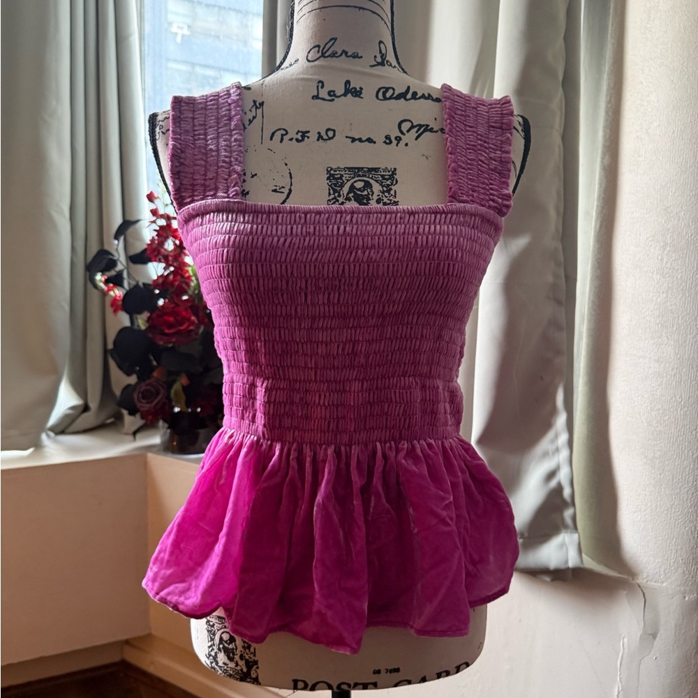 Anthropologie Fuchsia Smocked Blouse